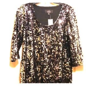 K-Dash Black and Silver Sequin Dress